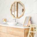ULIKE Rattan Wicker Mirror for Bathroom, 24 Inch Boho Woven Decorative for Wall, Rustic Farmhouse Vanity Mirror, Geometric Rattan Mirrors for Living Room Entryway Bathroom Bedroom