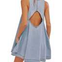 Vidifid Women's Sleeveless Casual Denim Dress Crewneck Vintage Babydoll Jean Mini Dresses with Pockets Light Blue Size XL