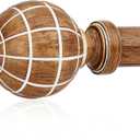 Wood Curtain Rods for Windows 4884 Inches, 1" Heavy Duty Adjustable Farmhouse Drapery Pole with Rustic Wood Grain Decorative Finials (30-881 pack, Walnut)