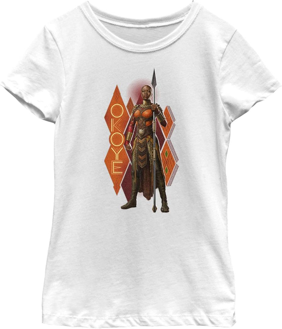 Marvel Girl's Black Panther: Wakanda Forever Okoye Pattern T-Shirt, White, X-Large Marvel Girl's Black Panther: Wakanda Forever Okoye Pattern T-Shirt, White, X-Large