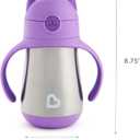 Munchkin Cool Cat Sippy Cup with Straw for Toddlers, Stainless Steel Straw Cup, 8 Ounce, Purple