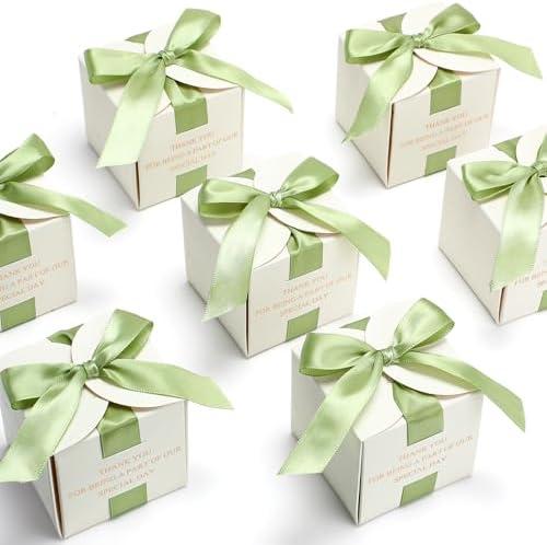 Amazon.com: Marspark 50 Pcs Wedding Favor Boxes, 2.5 x 2.5 x 2.5 Inch Wedding Party Candy Boxes with Green Ribbons Bridal Gift for Guests Bridal Shower Birthday Party Anniversary Supplies : Health & Household