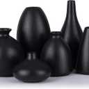 Set of 6 Matte Black Small Vases for Flowers, Ceramic Bud Vase Bulk Boho Centerpieces for Tables, Mini Short Vase Modern Bulk Wedding Centerpieces Ikebana Vases for Bridal Shower/House Warming Gift