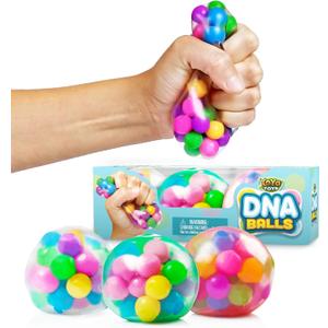 YoYa Toys DNA Balls - Fidget Toy Stress Ball - Colorful Soft Squishy - Mental Stimulation, Clarity & Focus Tool - Fun for Any Age - 3 Pack