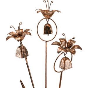 WSgift Metal Bronze Calla Lily Flowers with Bells for Outdoor Garden Decor