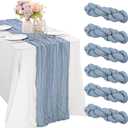 6 Pieces Dusty Blue Easter Spring 10FT Cheesecloth Table Runner Boho Gauze Fabric Table Runner Rustic Sheer Runner for Wedding Birthday Baby Shower Party Boho Table DecorationDusty Blue