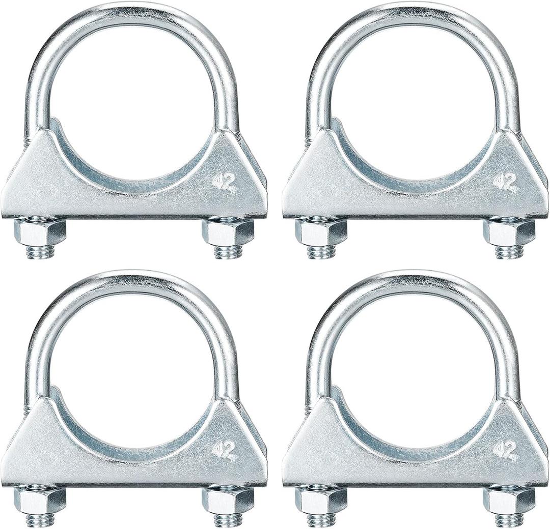 uxcell Muffler U-Bolt Clamps for 42mm(1-5/8") Diameter Exhaust Tail Pipe, 4pcs Exhaust U Clamp Saddle Type U-bolt Clamps