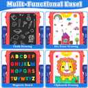 Chalk Board Easel for Kids Toys, Double-Sided Magnetic Kids Chalkboard and Dry Erase Boards, Toddler Toys for 3 Year Old Boy Gift, Art Easel Learning Educational Toy for 3 4 5 Years Old Boys Gift