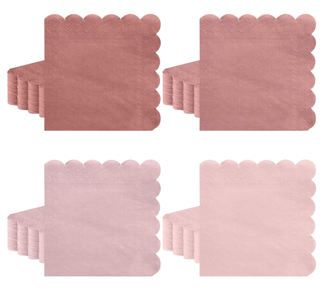 120 Pack Dusty Pink Napkins, 5 x 5 Inch Gradient Pink Cocktail Napkin