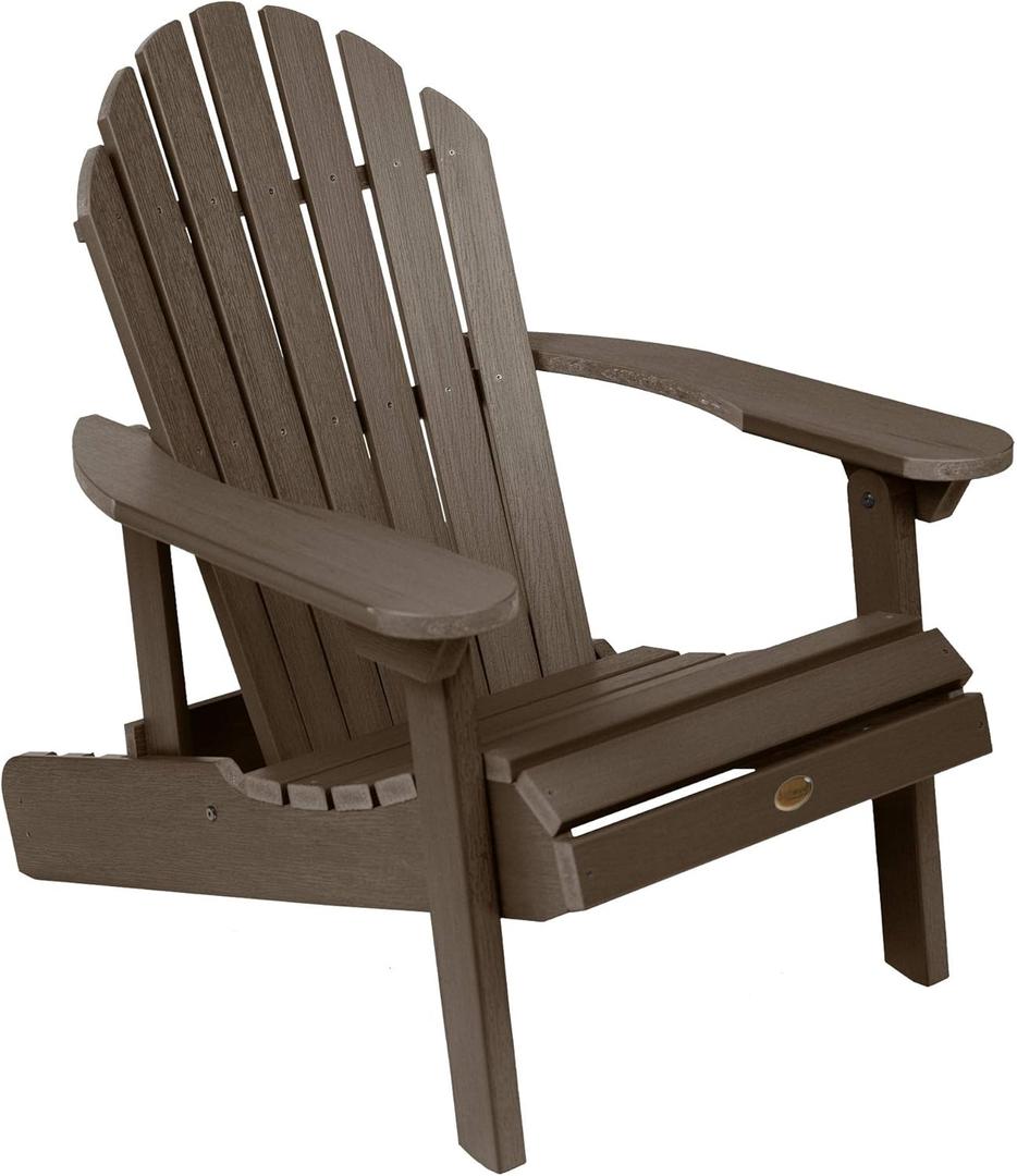 highwood Hamilton Made in the USA Folding and Reclining Adirondack Chair, Adult Size, Weathered Acorn