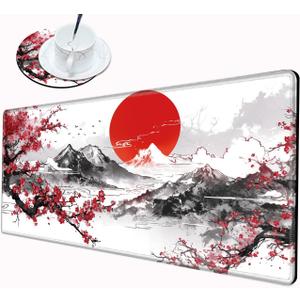 Cherry Blossom Mouse Pad Gaming Desk Mat XL Mousepad 24x12 Desk Pad Sakura Computer Mat Large Mouse Pads for Wireless Mouse Office Laptop Accessories Gift