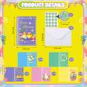 Motiskyy 50 Pack Spring Cards with Envelopes and Stickers, 4x6 inch Spring Bunny Egg Floral Greeting Cards Bulk, 5 Assorted Designs Blank Notecards for Classroom Exchange, Springs Wishes
