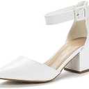 DREAM PAIRS Women's High Heel Ankle Strap Closed Toe Chunky Wedding Pumps Shoes, 9.5 W