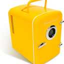 Frigidaire Curtis EFMIS151 Mini Portable Compact Personal Cooler Fridge, 4 Liter Capacity, 6 Cans, Makeup, Skincare, Freon-Free & Eco Friendly, Includes Home Plug & 12V Car Charger, Yellow (Standard)