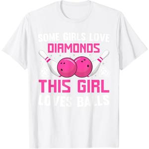 Funny Bowling Art for Women Girls Track Bowling Spare Bowler T-Shirt