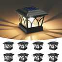 VOLISUN Solar Post Cap Lights Outdoor 8Pack, with Edison LED Bulbs, 2 Brightness Setting, Fence Post Lights Solar Powered for Garden Fence Deck Mailbox Yard Porch, Fits 4x4 6x6 Posts(Slate Black)