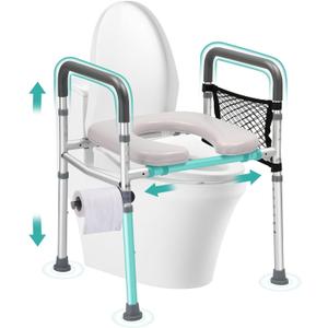 Raised Toilet Seat with Handles,Toilet Seat Risers for Seniors,Adjustable Height & Width,400 lbs Elevated Toilet Seat,Fit Any Toilet - Gray