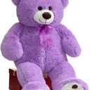 HollyHOME Teddy Bear Stuffed Animal Plush Giant Teddy Bears with Footprints Big Bear 36 inch Purple