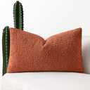 MIULEE Fall 12x20 Inch Textured Boucle Throw Pillow Cover Burnt Orange Accent Solid Lumbar Pillow Case Decorative Soft Pack of 1 Couch Cushion Chair Sofa Bedroom Livingroom Home Decor