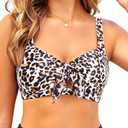 Tempt Me Women Bikini Tops Push Up Swim Top Front Tie Knot Bathing Suit Top Only, XL