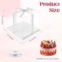 2 Pack Clear Cake Boxes 10x10x9 in, Transparent Cake Carrier Box with Lid, Tall Cake Packaging Box with Ribbon, Clear