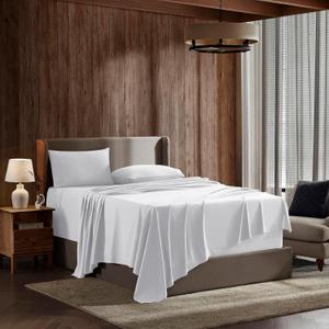 Nestl King Sheet Set - Luxury 1800 Ultra-Soft Microfiber King Bed Sheets - Double Brushed - Deep Pockets - Easy Fit - 4 Piece Set - Bedding Sheets & Pillowcases (King, White)