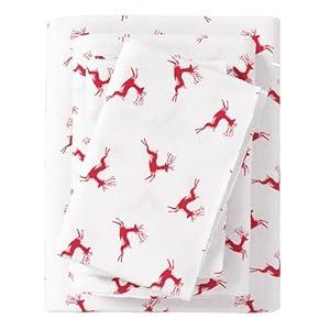 Great Bay Home Christmas Flannel Sheet Set Full Size - 100% Turkish Cotton, Double-Brushed, Winter Bed Sheets - Ultra-Soft, Cozy, 4-Piece Holiday Bedding Set (Reindeer)
