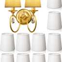 Set of 10 Small Lamp Shade Chandelier Lamp Shades, 4 x 5 x 5 Inch Linen Barrel Fabric Lampshade for Table Chandelier(White)