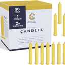 Candle Charisma 50 Yellow Spell Candles - 4" Unscented Paraffin Chime Candles, Smokeless & Dripless, Colored Candles, Long Burn Time 1/2 Inch Taper Candles for Rituals, and Parties