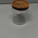 Glass Jar with Lid, 17.6 FL oz Airtight Glass Storage Jar Glass Food Storage Containers for Kitchen Counter, Pantry, Decorative Jar for Coffee, Sugar, Candy Cute (Wooden 17.6 FL OZ)