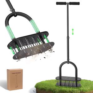 Lawn Aerator Automatic Dirt and Leaf Clean Design,Pre-Assembled 15 Iron Spikes Metal,Soil Lawn Aerating Tools for Yard Lawn and Garden, Lawn Aerator Spikes aerating Tool