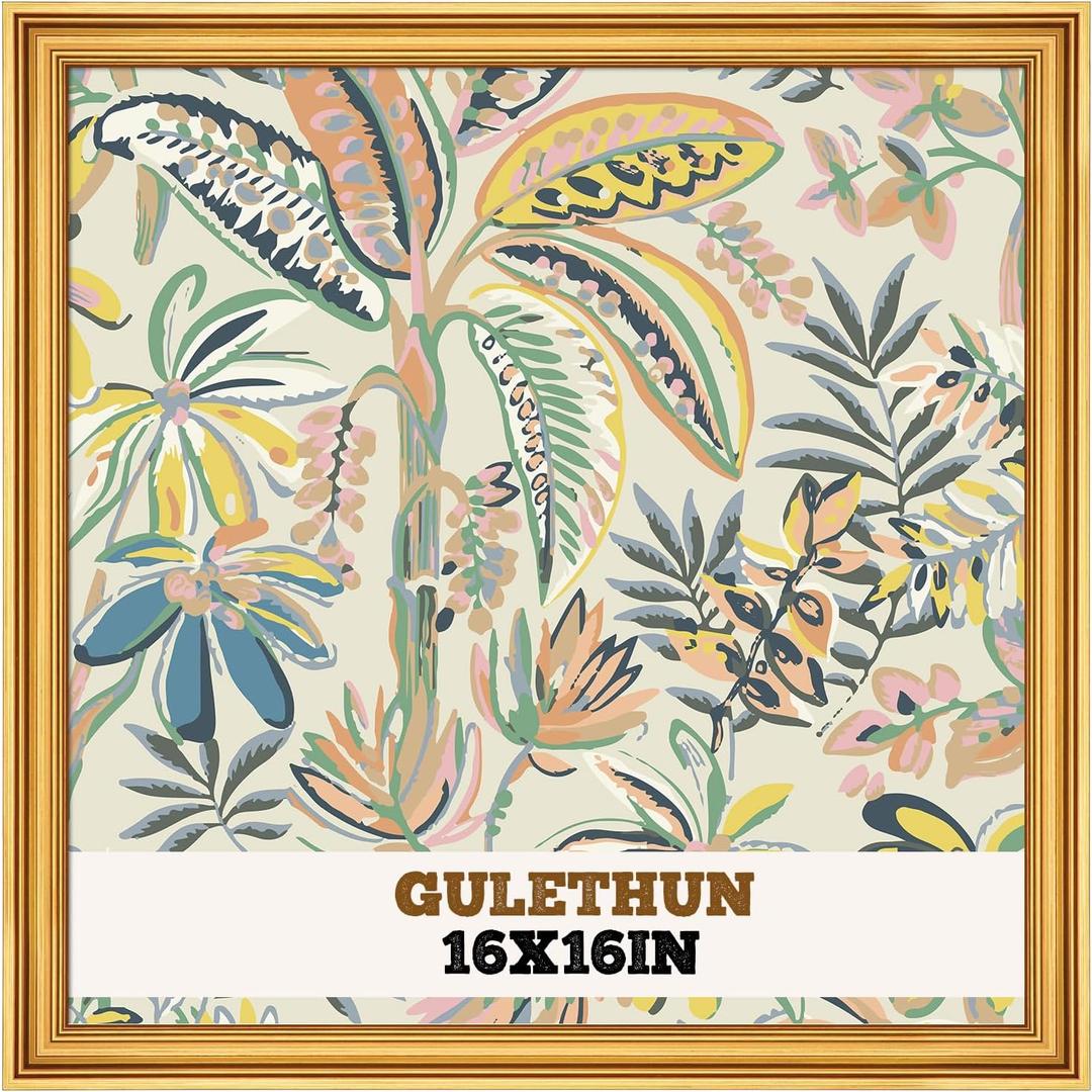 GULETHUN 16x16 Frame, Transitional Modern Design Picture Frames, 16 by 16 Rustic Poster Frame for Home Decor, Gold Vintage Photo Frame, Horizontal or Vertical Display, Choose Size & Color, 16x16in