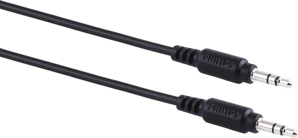 Philips 6ft (1.8m) 3.5mm Audio Cable, Flexible, Long Aux Cable for Car Stereo, Cell Phones, Tablets, Headphones, & Portable Speakers, Male-to-Male, Black, SWA9236B/27