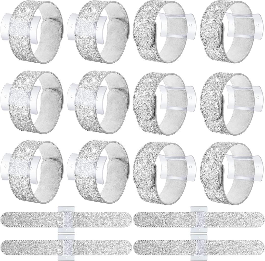 12 Pieces Corsage Wristlet Bracelets Slap Corsage Band Floral Slaplets Wedding Bracelets DIY Wrist Accessories Bridesmaid Bridal Shower Prom Party Supplies Homecoming(Silver)