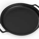 14Inch Cast Iron Griddle, Thickened Double Ears Pizza Pan, Griddle Pan for Stove Top, Gas Grills and Outdoor Cooking, Smooth Polished Surface, Easy to Clean