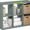 Furinno Cubicle Book Shelf, 6-Cube Bookshelf, Extra Thick Frame Horizontally & Vertically Reversible Bookcase with Open Back, 14.6" x 44" x 30", for Living Room, Bedroom, Home Office, Sage Green