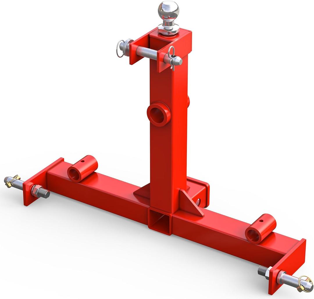 YITAMOTOR 3 Point Trailer Hitch with 2" Receiver for Category 1 Tractors, 3000 lbs Capacity Tow Hitch with Trailer Gooseneck Ball Drawbar