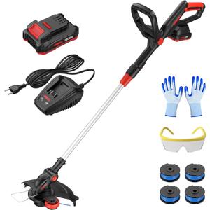 String Trimmer Cordless with Auto Feed,20V Battery Powered 13" Edger and Weed Trimmer,2 in 1 Electric Grass Trimmer,2.5Ah Battery and Fast Charger Included (Black)