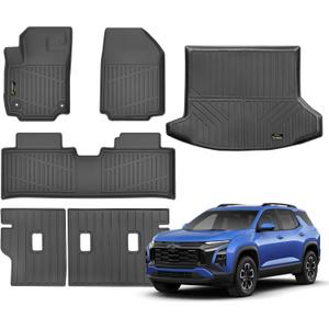 Floor Mats Custom for Chevy/Chevrolet Equinox 2025 Fuel (Non EV) Trunk Mat with Backrest Mat All Weather TPE Rubber Cargo Liner Full Set for Equinox Accessories (Trunk Mat+Backrest Mats+Floor Mats)