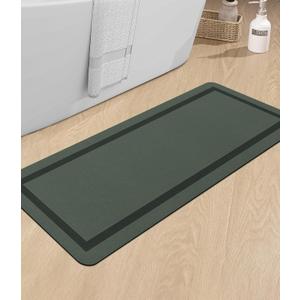 chakme Bathroom Mat Rugs Runner 47x17, Ultra Thin Magic Mat Bathroom Rug Non Slip Bath Rugs Quick Dry Absorbent Bath Mats for Bathroom Floor, (Dark Green, 47"x17")