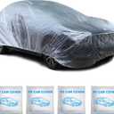 4 Pack Universal Disposable Car Covers - Waterproof Plastic Car Cover for Automobiles - Universal Vehicle Cover with Elastic Band for Sedan Outdoor Snow Rain Weather, (Size L 4Pack)