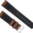 BARTON Leather and Rubber Hybrid Straps with Integrated Quick Release Spring Bars - 316L Stainless Steel - Choose Color - 18mm, 20mm & 22mm Watch Bands (Oak)
