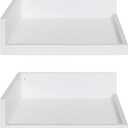 Kate and Laurel Levie Modern Floating Corner Wood Wall Shelves, 12 x 12 Inches, 2 Pack, White, 2 Piece