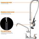 Commercial Faucet with Sprayer for Kitchen Staff: 43 Inches Commercial Faucet Pre Rinse Sprayer 8 inch Center Wall Mount Kitchen with 12 inch Add on Spout