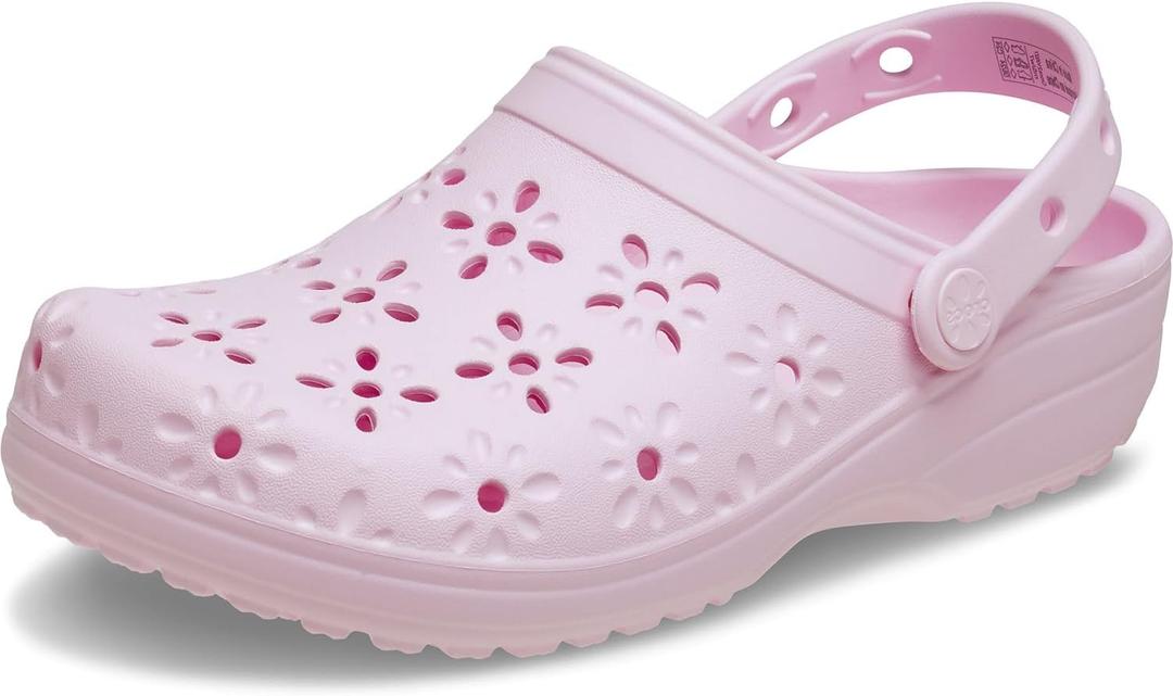 Crocs Unisex Adult Floral Classic Clogs (8 Women/6 Men, Pink Milk)