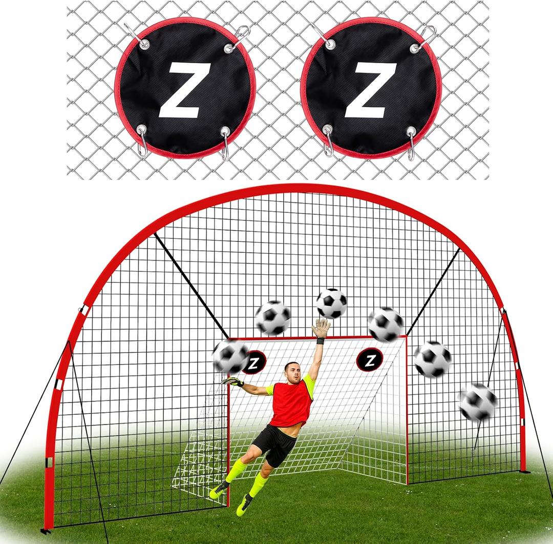 ZEALFEEL 3-in-1 Soccer Goal with Backstop Net & Rebounder, 21x10ft Soccer Rebounder Net with 2 Targets, 36-Strand PE Net, Soccer Training Equipment for Shoot Pass Ball Control Backyard Game