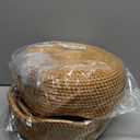 Rattan Bread Baskets Round Woven Fruit Bowls Key Holders Stackable for Storage, Snack, Fruit, Vegetable Natural Set of 3 (Wave)