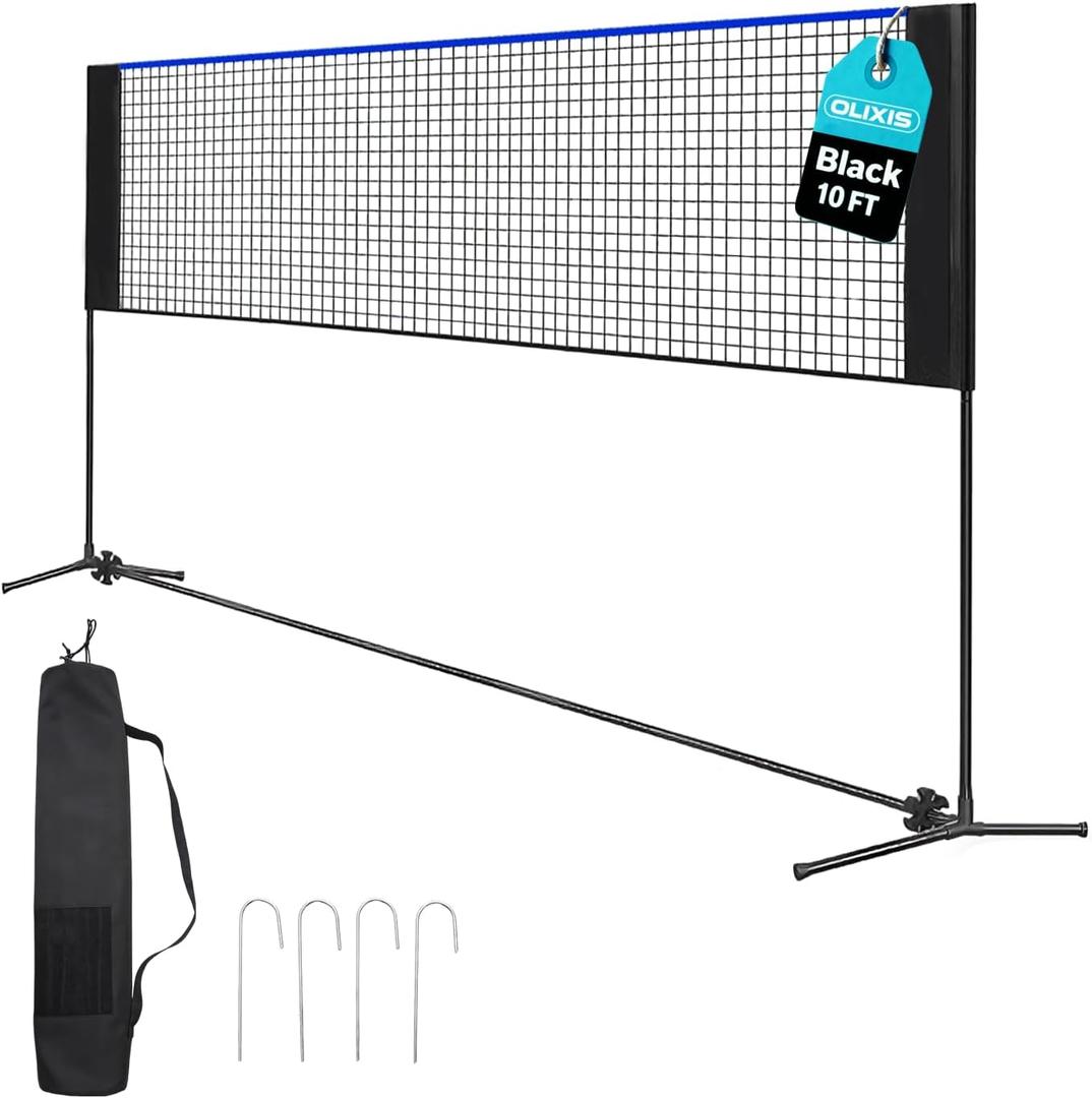OLIXIS Portable Badminton Net, 2-5 FT Height Adjustable Volleyball Net, Badminton Net with Carry Bag, Volleyball Net, Pickball Net, Backyard Game Indoor Outdoor Use