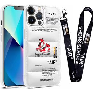 for iPhone 11 Pro Max CaseCool Sports Shoes Brand Phone Puffer Case Puffy Cove, Cool Red Sneakers ins White or Black Label Pattern Soft Cover-Ultra Thin Soft Silicone Shockproof Cover for iPhone