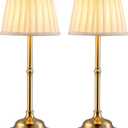 KDG Cordless LED Table Lamp Set of 2, Portables Fabric Shade Desk Lamps, 4000mAh Rechargeable Battery Powered Lighting, Dimmable Light for Dining Room, Bedroom, Bedside, Night Light, Balcony (Bronze)